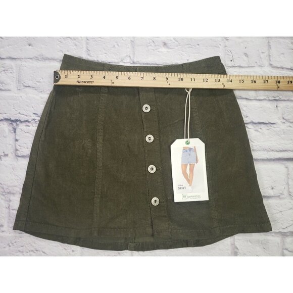 Re Generation By Celebrity Pink Corduroy Button Front Mini Skirt Olive  Size 3 - Picture 7 of 7